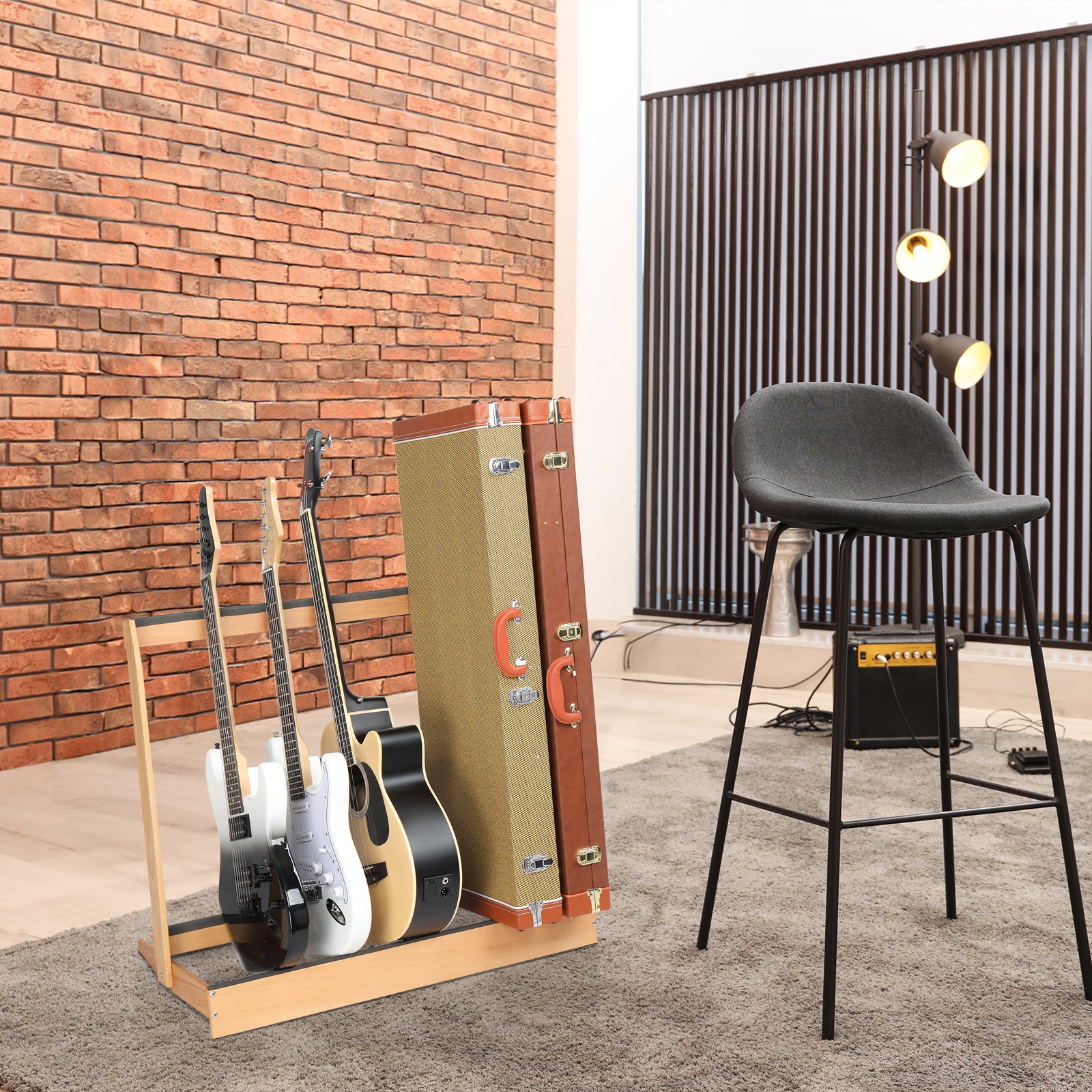 Szzzp Folding Hardwood Guitar Case Stand for Electric Guitar, Bass, or Acoustic Guitars Hard Case