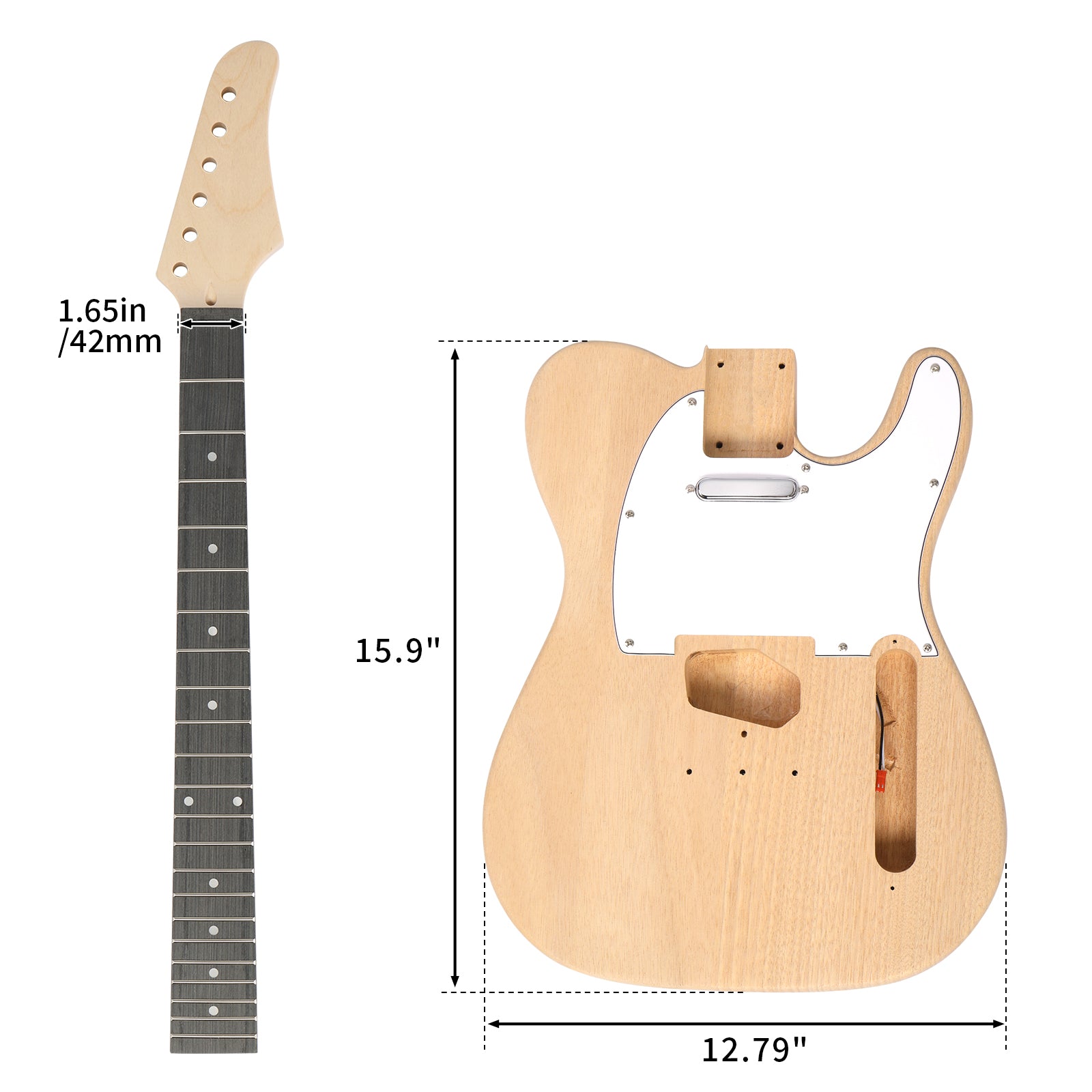 Szzzp DIY 6 String TL Style Electric Guitar Kits with Mahogany Body, Maple Neck and Accessories