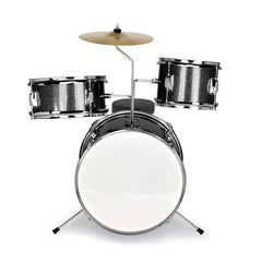 Szzzp 14"x10" 3-Pieces Junior Kids Drum Set Kit Pedal Drum Stick Wrench Drum Stool Black