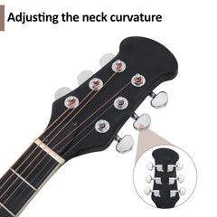 Szzzp 41 inch Cutawary Round Back Acoustic Guitar Spruce Top Grape Hole - Black