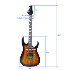 Szzzp Novice Entry Level 170 Electric Guitar HSH Pickup Bag Strap Paddle Rocker Cable Wrench Tool - Sunset