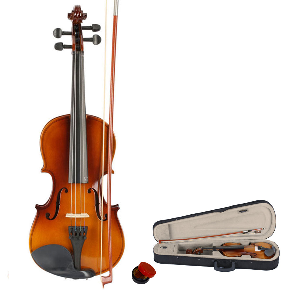 Szzzp 3/4 Acoustic Violin Case Bow Rosin Natural