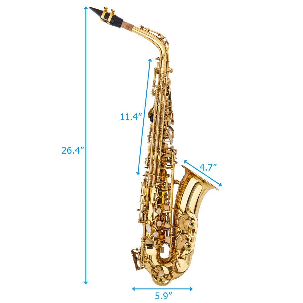 Szzzp Stylish Mid-range Alto Drop E Lacquered Golden Saxophone Painted Golden Tube with Carve Patterns