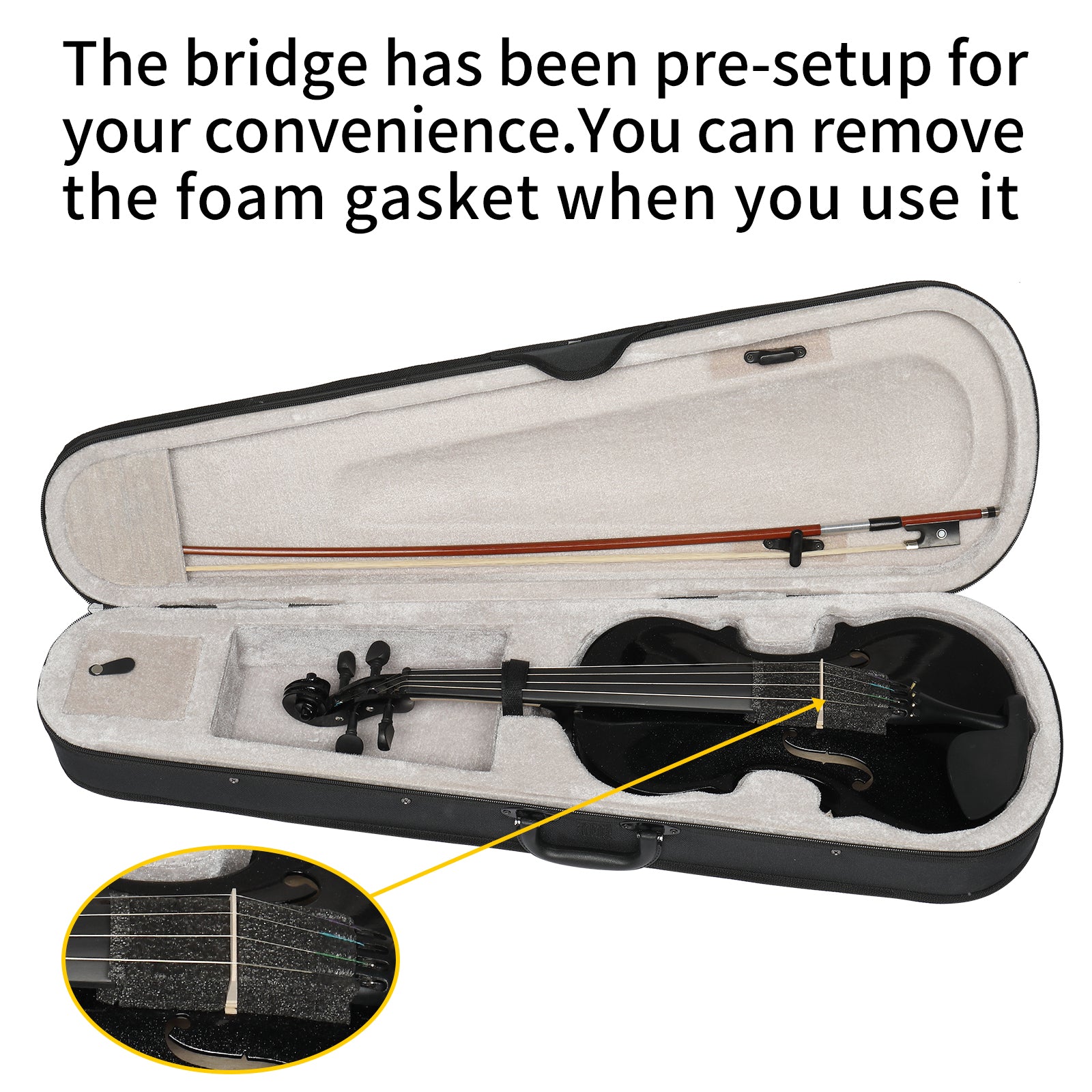 Szzzp Full Size 4/4 Violin Set for Adults Beginners Students with Hard Case,Violin Bow,Shoulder Rest,Rosin,Extra Strings and Sordine