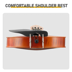 Brand new 4/4 acoustic matte tiger stripe violin set includes phonetic symbols sticker, tuner, string set, shoulder rest, rosin, bow, and premium gift box.