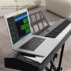 Szzzp GPP-105 88 Key Full Size Semi-Weighted Standard Keyboards Digital Piano with Dual-tube X-Shape Stand, MIDI Bluetooth, Headphone