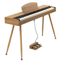 GDP-203 88 Key Standard Full Weighted Keyboards Digital Piano with Metal Stand, Power Adapter, Triple Pedals, Headphone，for All Experience Natural Wood color