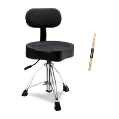 Szzzp Drum Throne with Backrest, Hydraulic Drum Stool Adjustable Height, Heavy Duty Hydraulic Drum Seat Saddle Design for Drummers - Black