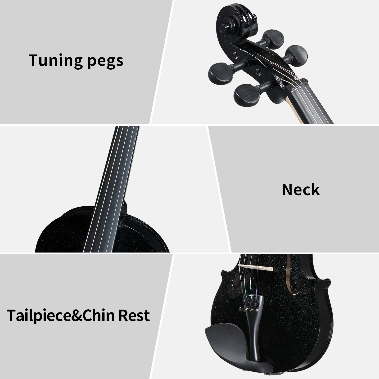Szzzp Full Size 4/4 Violin Set for Adults Beginners Students with Hard Case,Violin Bow,Shoulder Rest,Rosin,Extra Strings and Sordine