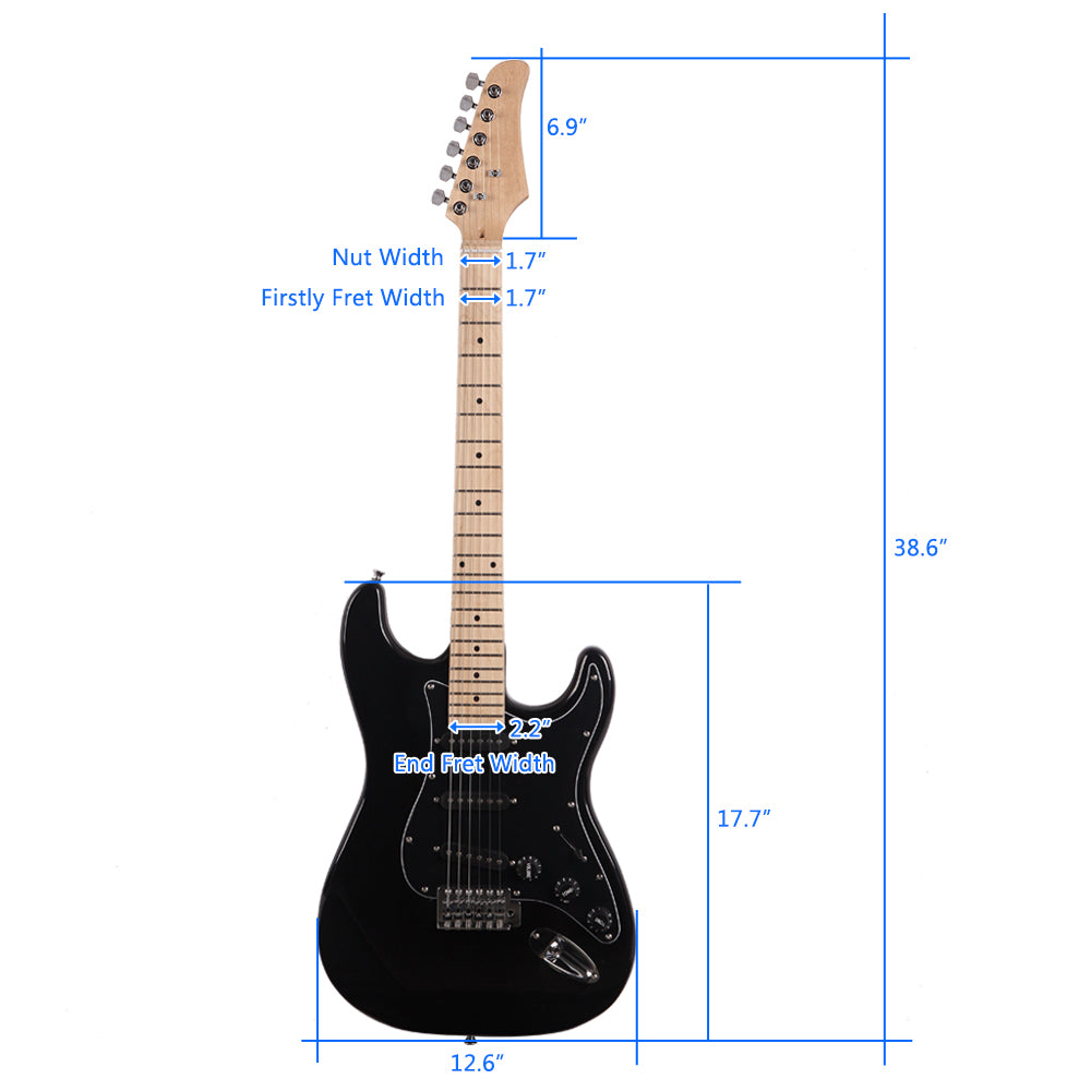 Szzzp ST Stylish Electric Guitar with Black Pickguard Black