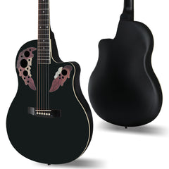 Szzzp 41 inch Cutawary Round Back Acoustic Guitar Spruce Top Grape Hole - Black