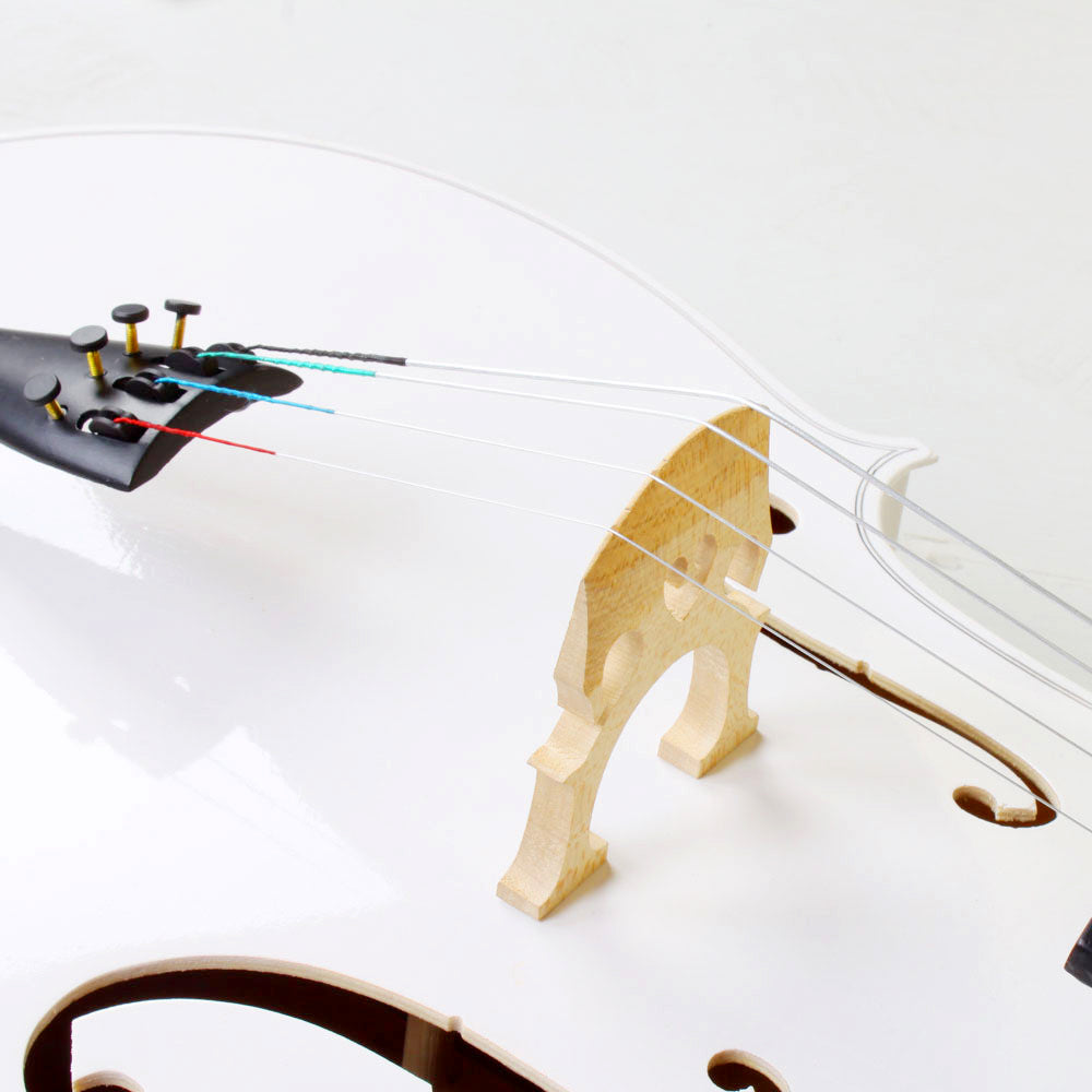 Szzzp 4/4 Wood Cello Bag Bow Rosin Bridge - White
