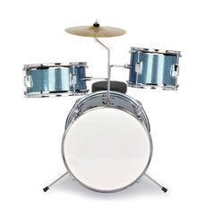 Szzzp 14"x10" 3-Pieces Junior Kids Drum Set Kit Pedal Drum Stick Wrench Drum Stool Sky Blue