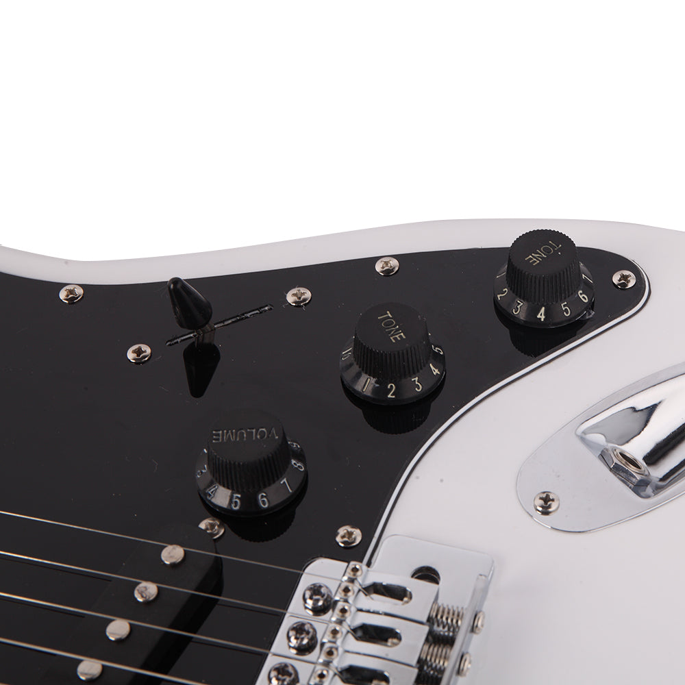 Szzzp ST Stylish Electric Guitar with Black Pickguard - White