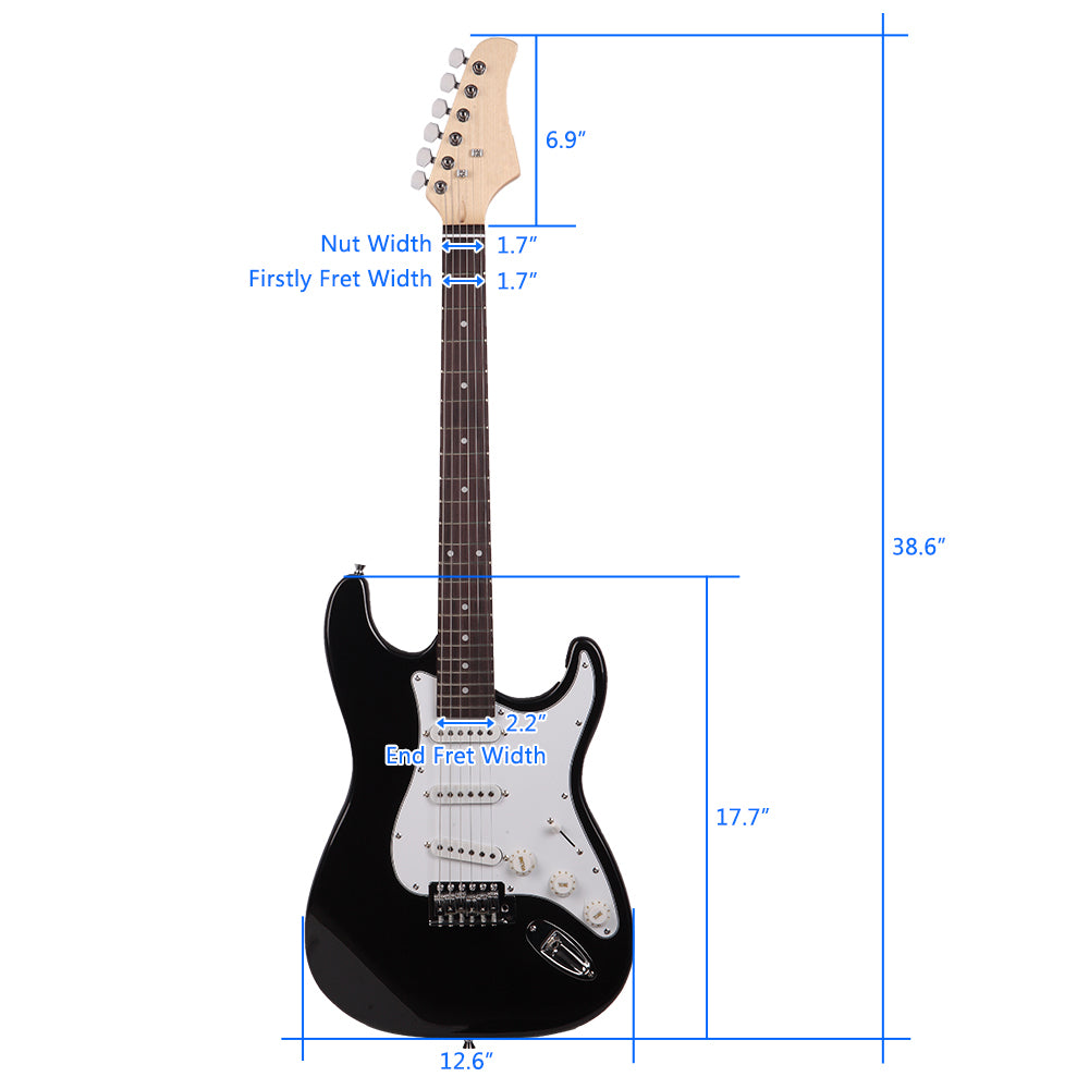 Szzzp Rosewood Fingerboard Electric Guitar Black - White
