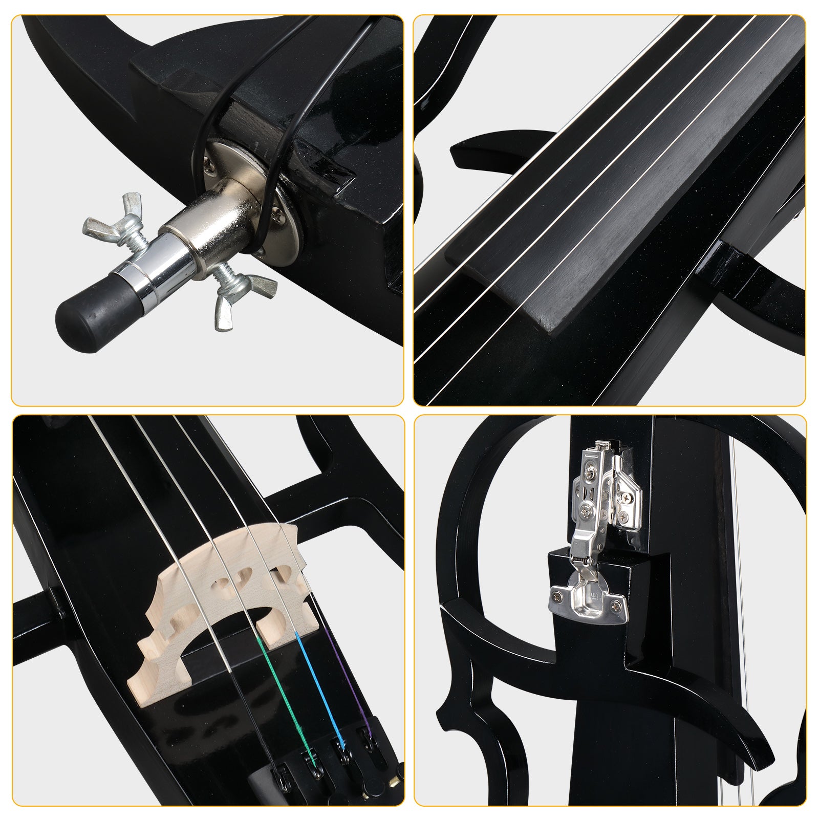 Szzzp Full Size 4/4 Electric Style Cello with Case Bow Rosin Earphone Connecting line