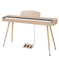 Szzzp 88 Key Standard Full Weighted Keyboards Digital Piano with Metal Stand, Power Adapter, Triple Pedals, Headphone，for All Experience Levels Natural Technology Wood