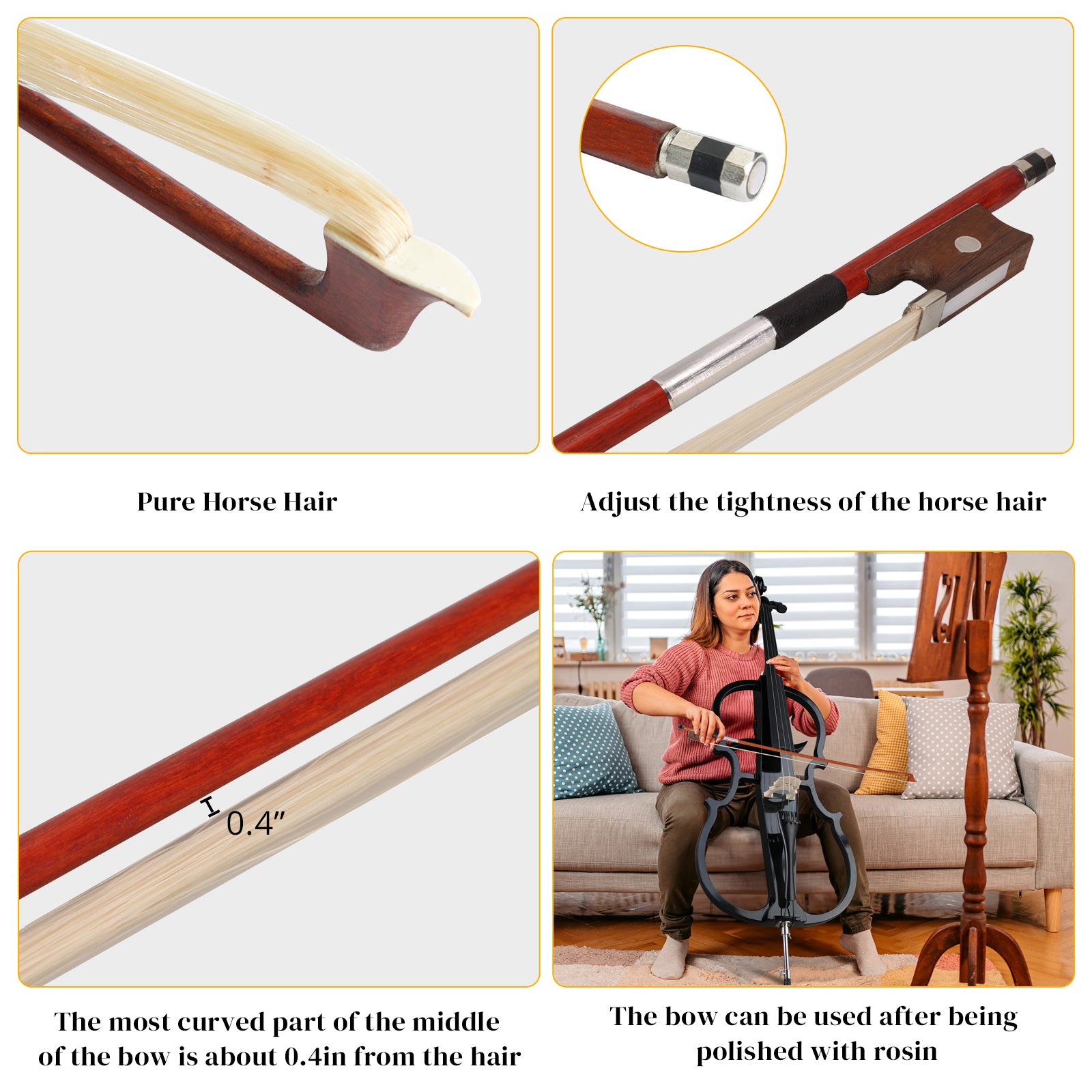 Szzzp Full Size 4/4 Electric Style Cello with Case Bow Rosin Earphone Connecting line