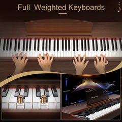 Szzzp 88 Key Standard Full Weighted Keyboards Digital Piano with Metal Stand, Power Adapter, Triple Pedals, Headphone