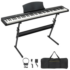No logo 88 Key Magnetic Connection Piano Semi-Weighted Standard Digital Piano with Stand, MIDI Bluetooth, Handbag，Headphone，for Piano Lover Black color