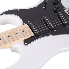 Szzzp ST Stylish Electric Guitar with Black Pickguard - White