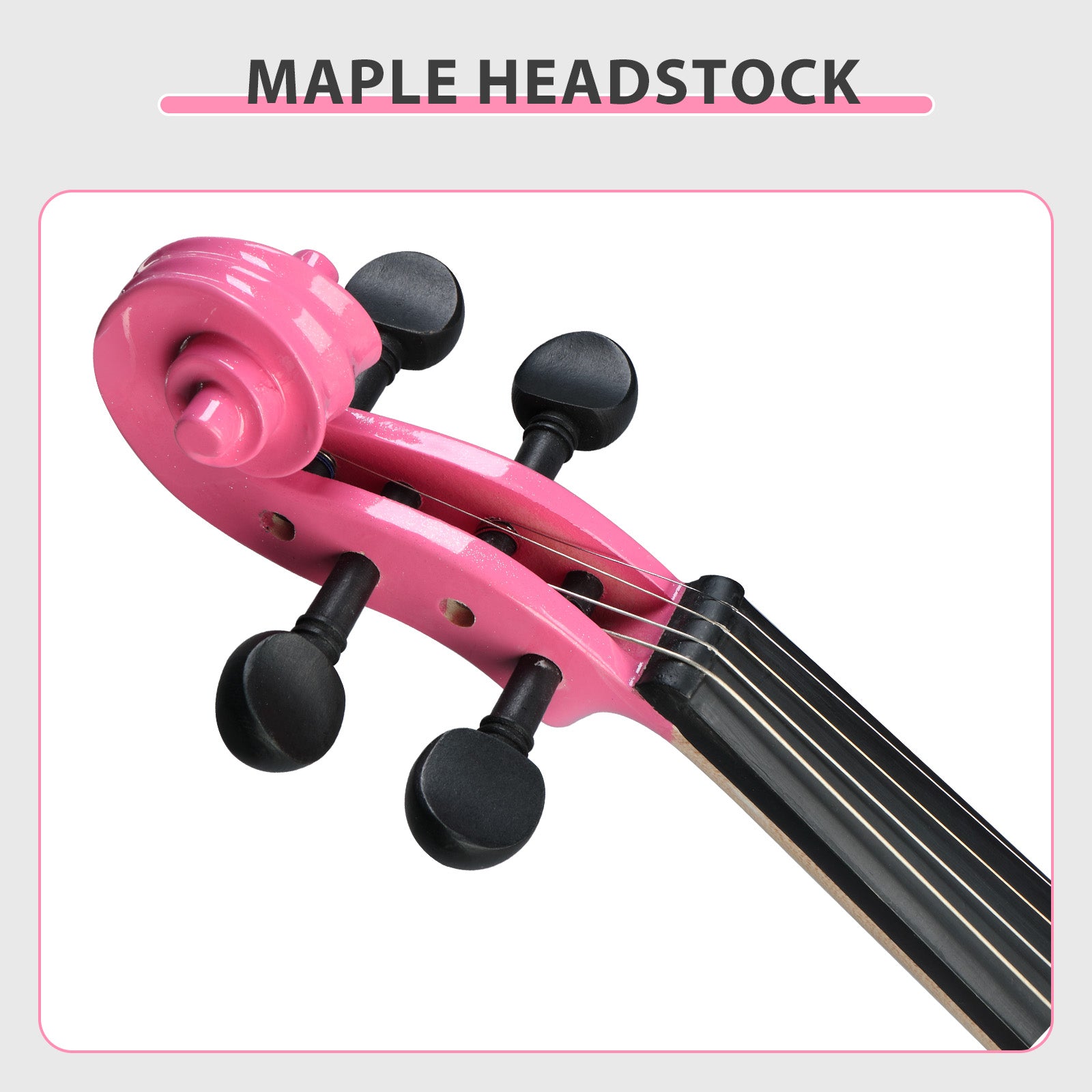 Szzzp Full Size 4/4 Bunnel Edge Electric Silent Violin with Case Bow Rosin Headphone Connecting Line Pink