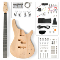 Szzzp DIY 4 String IB Style Electric Bass Guitar Kits with Mahogany Body, Maple Neck and Accessories