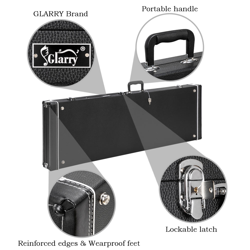 Szzzp High Grade Electric Guitar Square Hard Case Flat Black