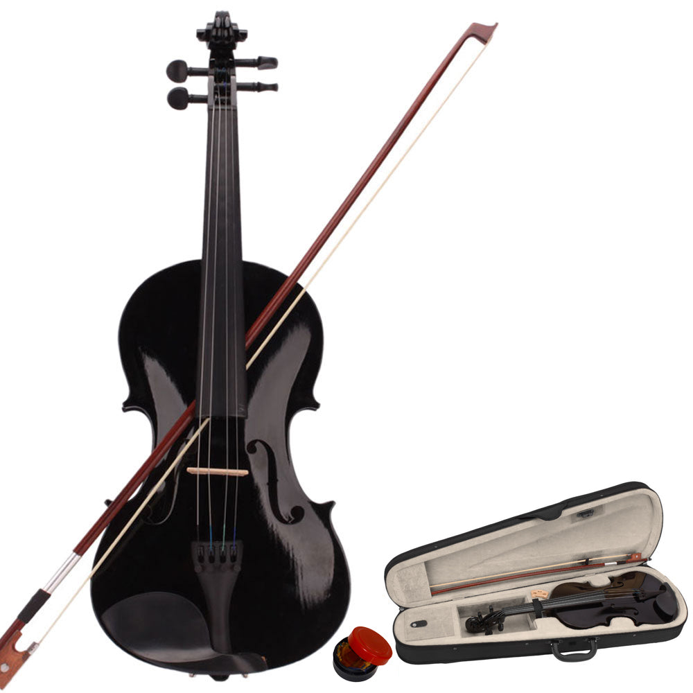 Szzzp 4/4 Acoustic Violin Case Bow Rosin Black