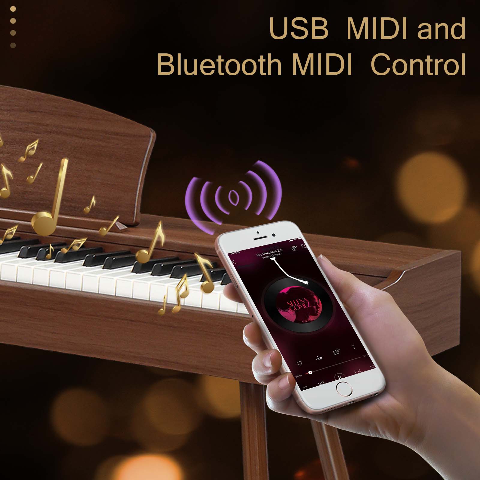 Szzzp 88 Key Standard Full Weighted Keyboards Digital Piano with Metal Stand, Power Adapter, Triple Pedals, Headphone