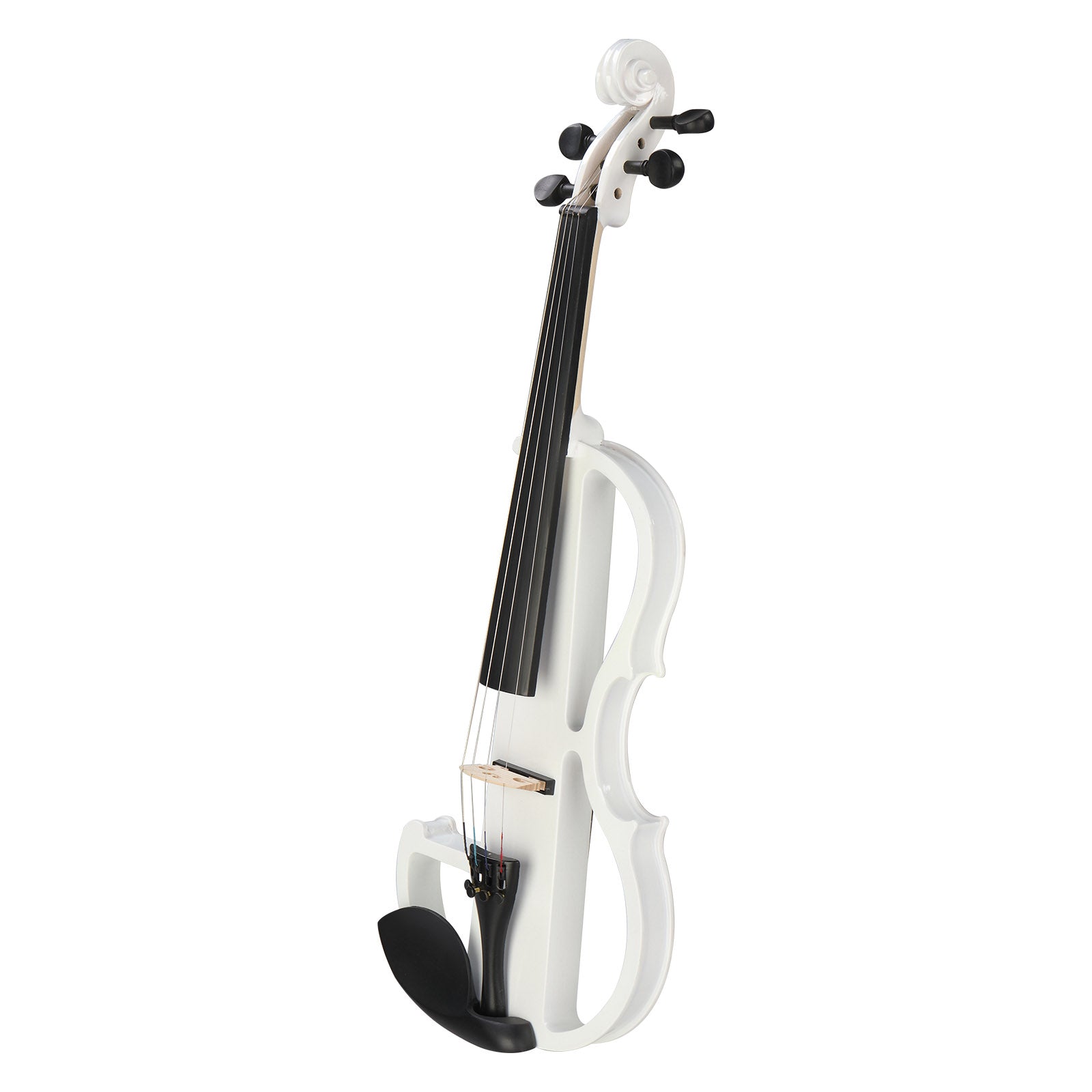 Szzzp Full Size 4/4 Bunnel Edge Electric Silent Violin with Case Bow Rosin Headphone Connecting Line - White