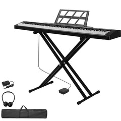Szzzp GPP-105 88 Key Full Size Semi-Weighted Standard Keyboards Digital Piano with Dual-tube X-Shape Stand, MIDI Bluetooth, Headphone