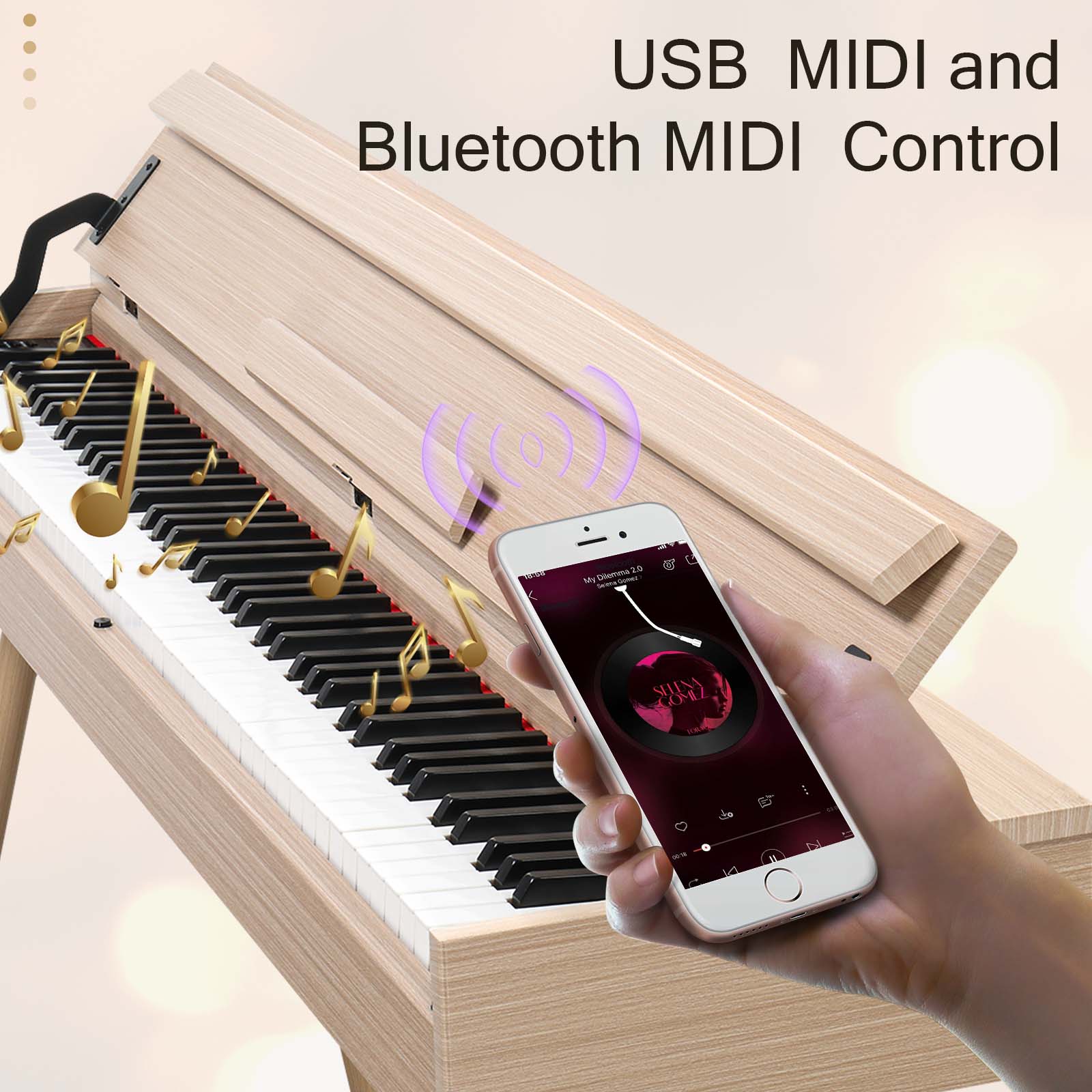 Szzzp 88 Key Standard Full Weighted Keyboards Digital Piano with Metal Stand, Audio and MIDI Bluetooth