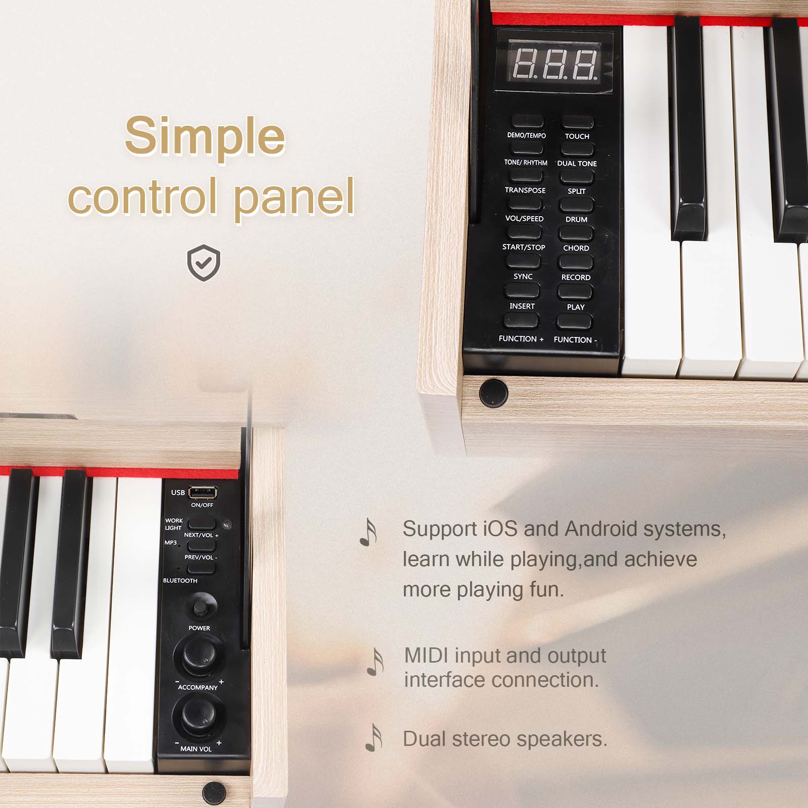 Szzzp 88 Key Standard Full Weighted Keyboards Digital Piano with Metal Stand, Audio and MIDI Bluetooth