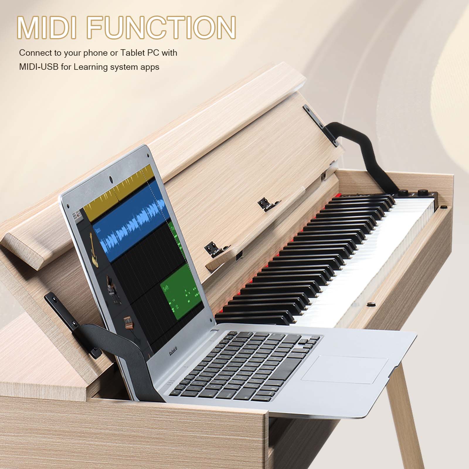 Szzzp 88 Key Standard Full Weighted Keyboards Digital Piano with Metal Stand, Audio and MIDI Bluetooth