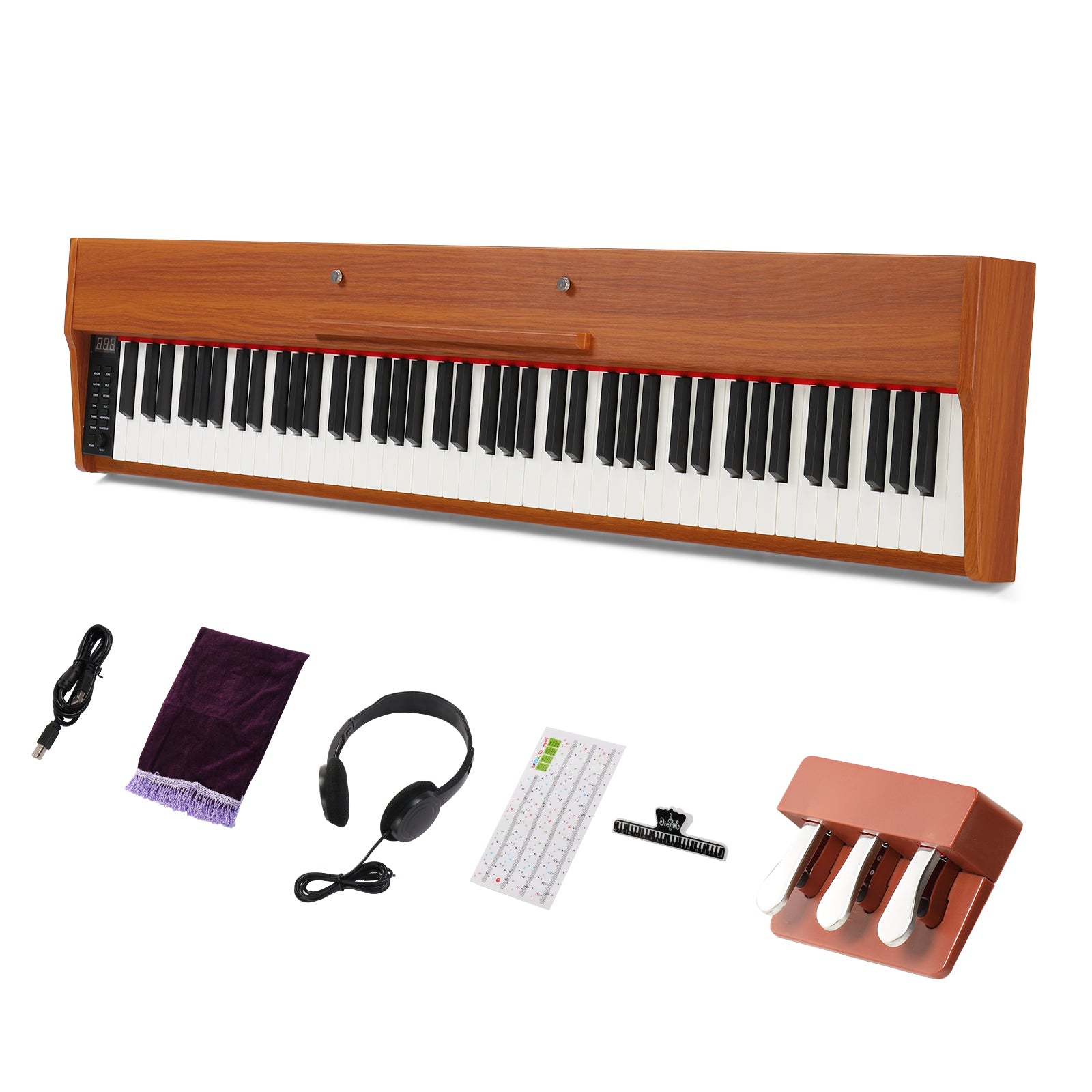 Szzzp 88 Key Full Size Semi-Weighted Standard Keyboards Wooden Digital Piano With MIDI Bluetooth, Triple Pedals，Headphone and other accessories