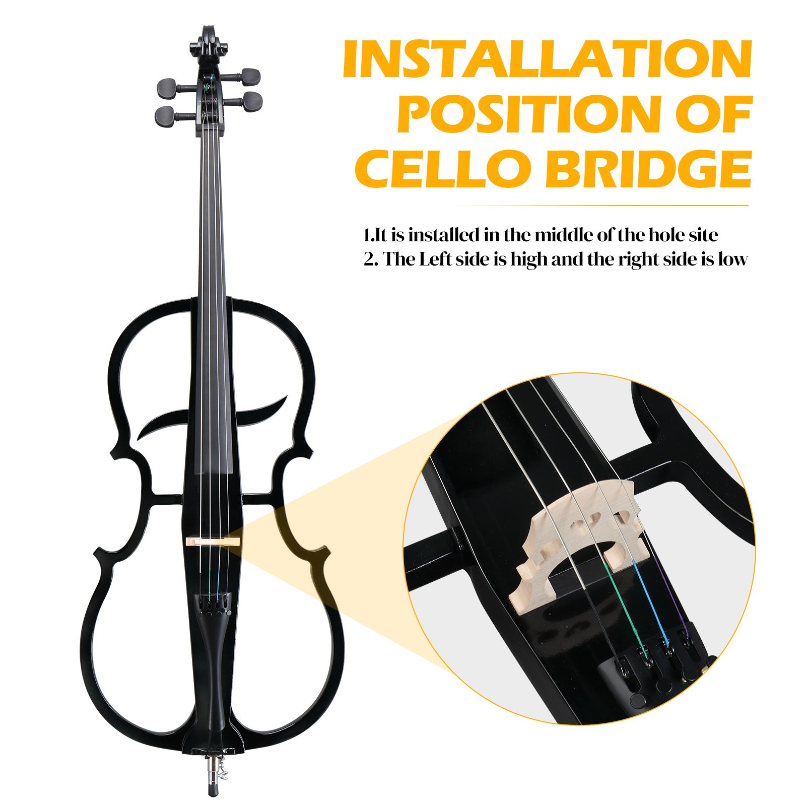 Szzzp Full Size 4/4 Electric Style Cello with Case Bow Rosin Earphone Connecting line