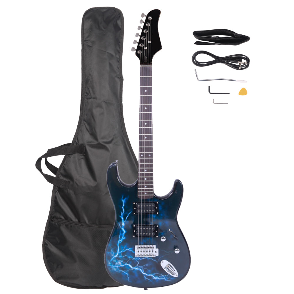 Szzzp Lightning Style Electric Guitar with Power Cord/Strap/Bag/Plectrums - Blue