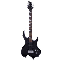 Szzzp Novice Flame Shaped Electric Guitar HSH Pickup Bag Strap Paddle Rocker Cable Wrench Tool Black