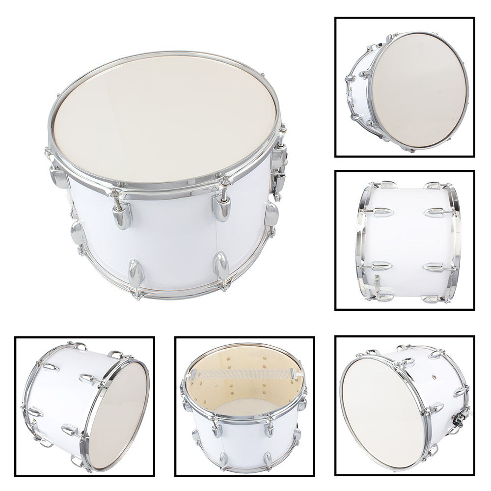 Szzzp 14 x10 inches Marching Drum Drumsticks Key Strap White