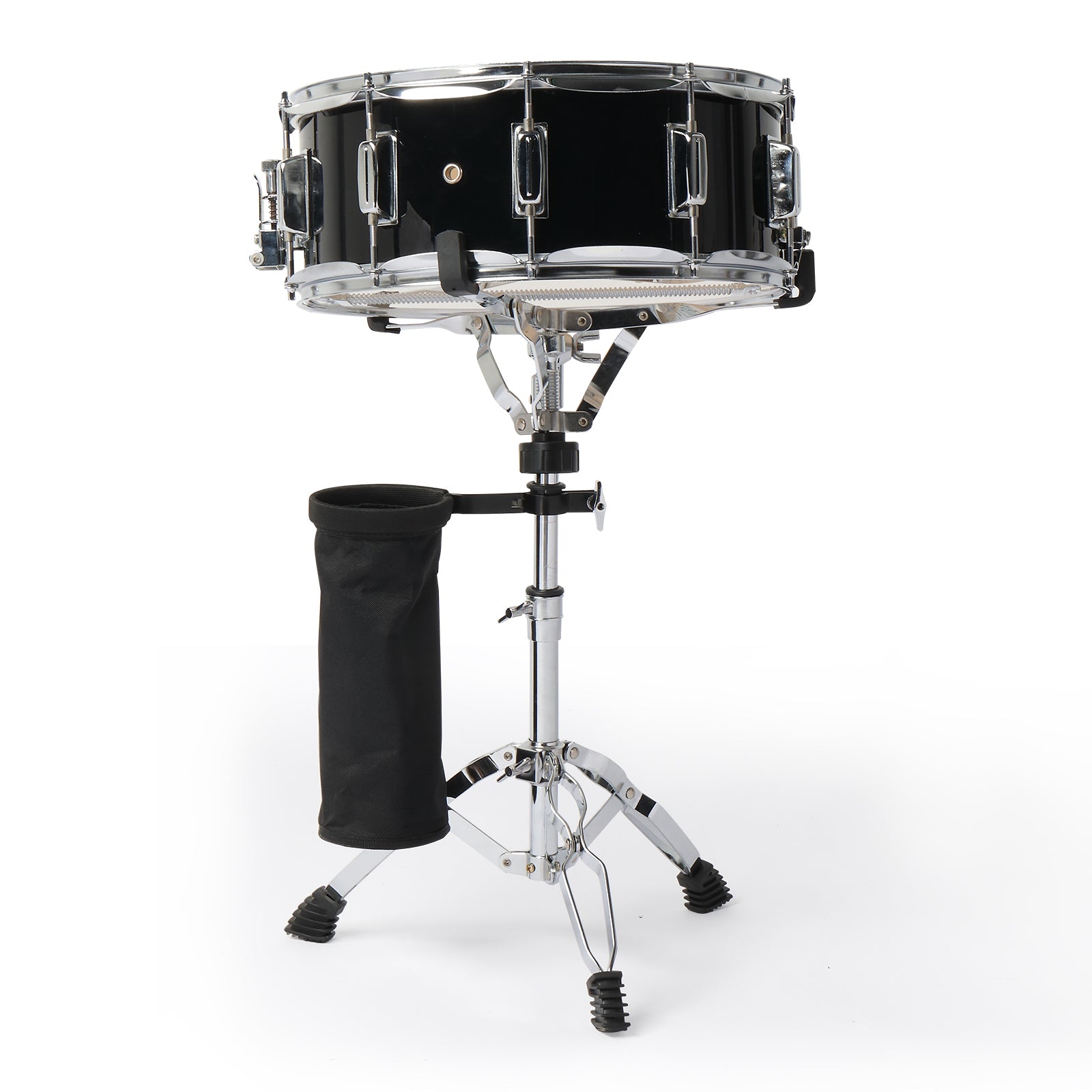 Szzzp 14 x 5.5in Snare Drum Set with Drumstick Holder, Snare Drum Bag, Strap, Mute Pad & Drum Stick for Beginner Student Black