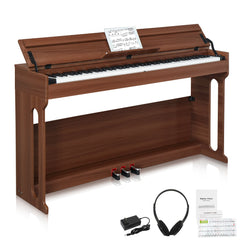 Szzzp GDP-107 88 Key Standard Full Weighted Keyboards Digital Piano with Furniture Stand, Audio and MIDI Bluetooth, Triple Pedals, Headphone，for Black Walnut