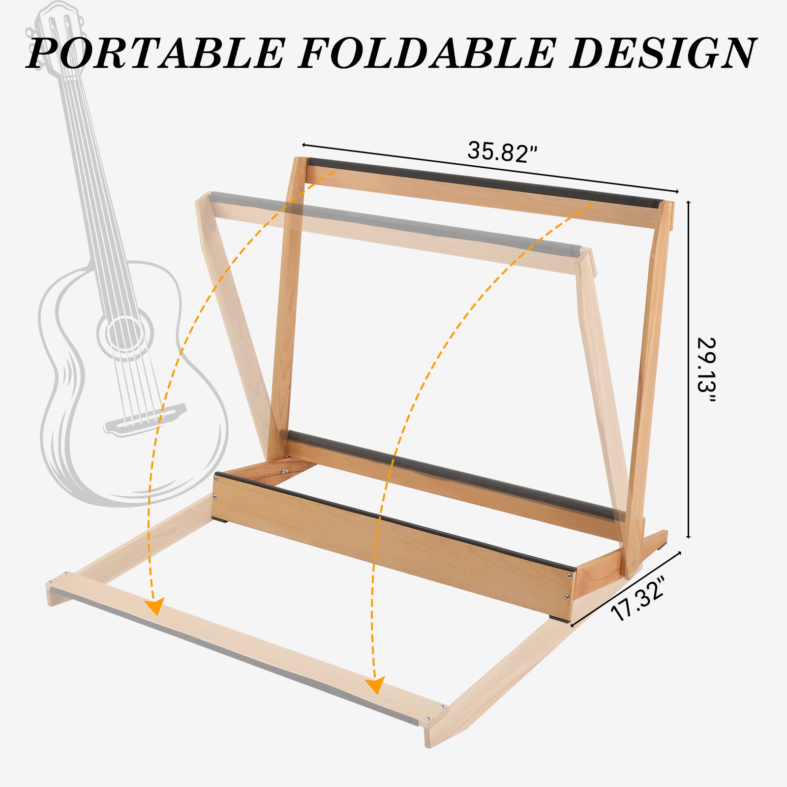 Szzzp Folding Hardwood Guitar Case Stand for Electric Guitar, Bass, or Acoustic Guitars Hard Case