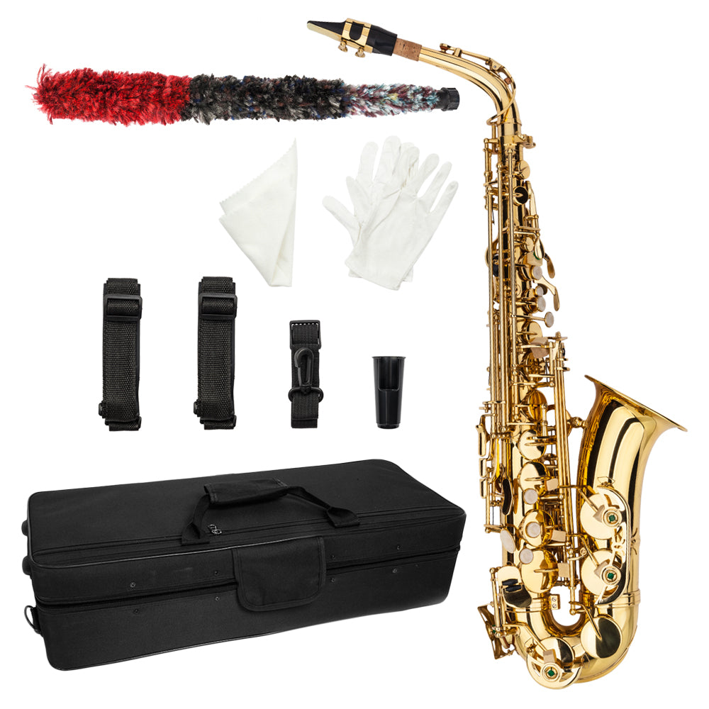 Szzzp Stylish Mid-range Alto Drop E Lacquered Golden Saxophone Painted Golden Tube with Carve Patterns