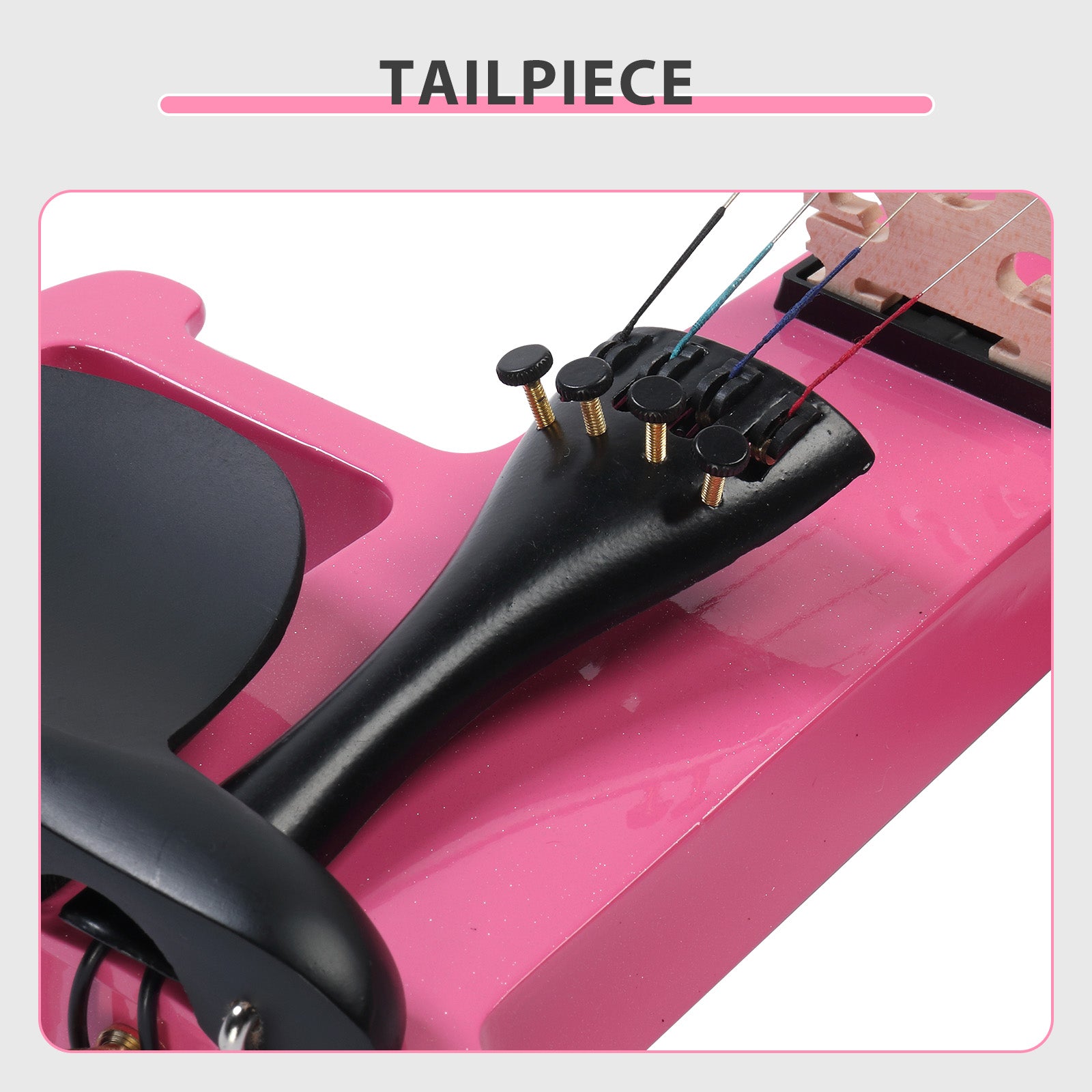 Szzzp Full Size 4/4 Bunnel Edge Electric Silent Violin with Case Bow Rosin Headphone Connecting Line Pink