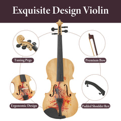 Professional 4/4 Full-Size Violin - Premium Sound, Durable & Lightweight Design with Complete Accessories, Exquisite Handcrafted Finish, Ideal Unique Gift for Musicians