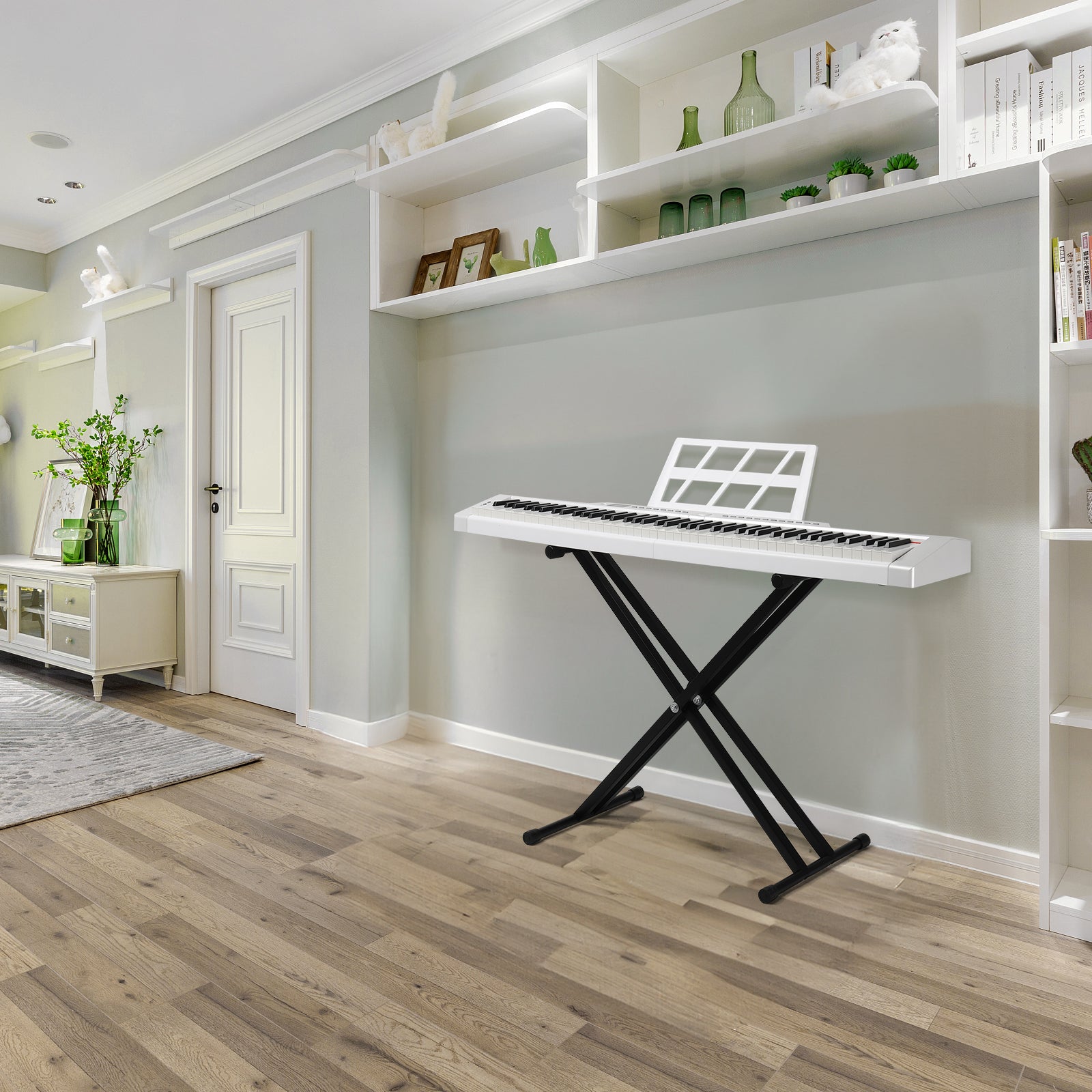 Szzzp GPP-105 88 Key Full Size Semi-Weighted Standard Keyboards Digital Piano with Dual-tube X-Shape Stand, MIDI Bluetooth, Headphone
