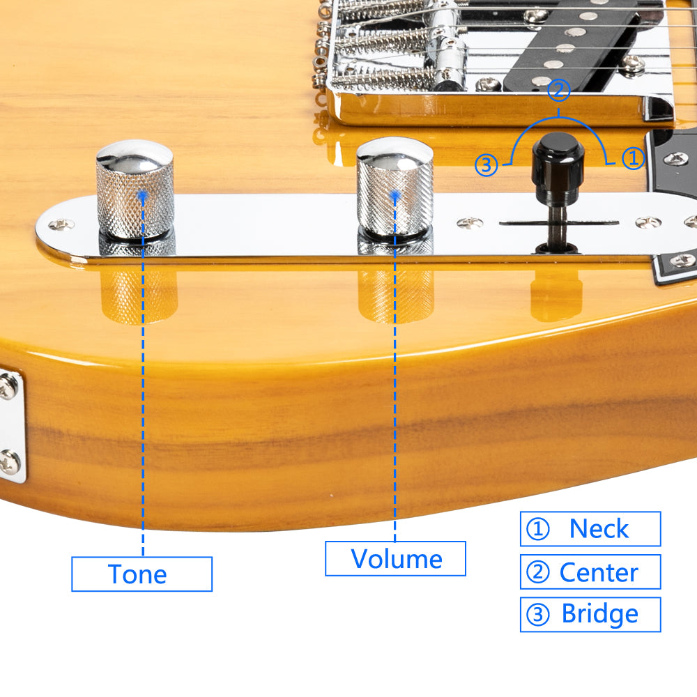 Szzzp Maple Fingerboard GTL Electric Guitar SS Pickup Transparent Yellow