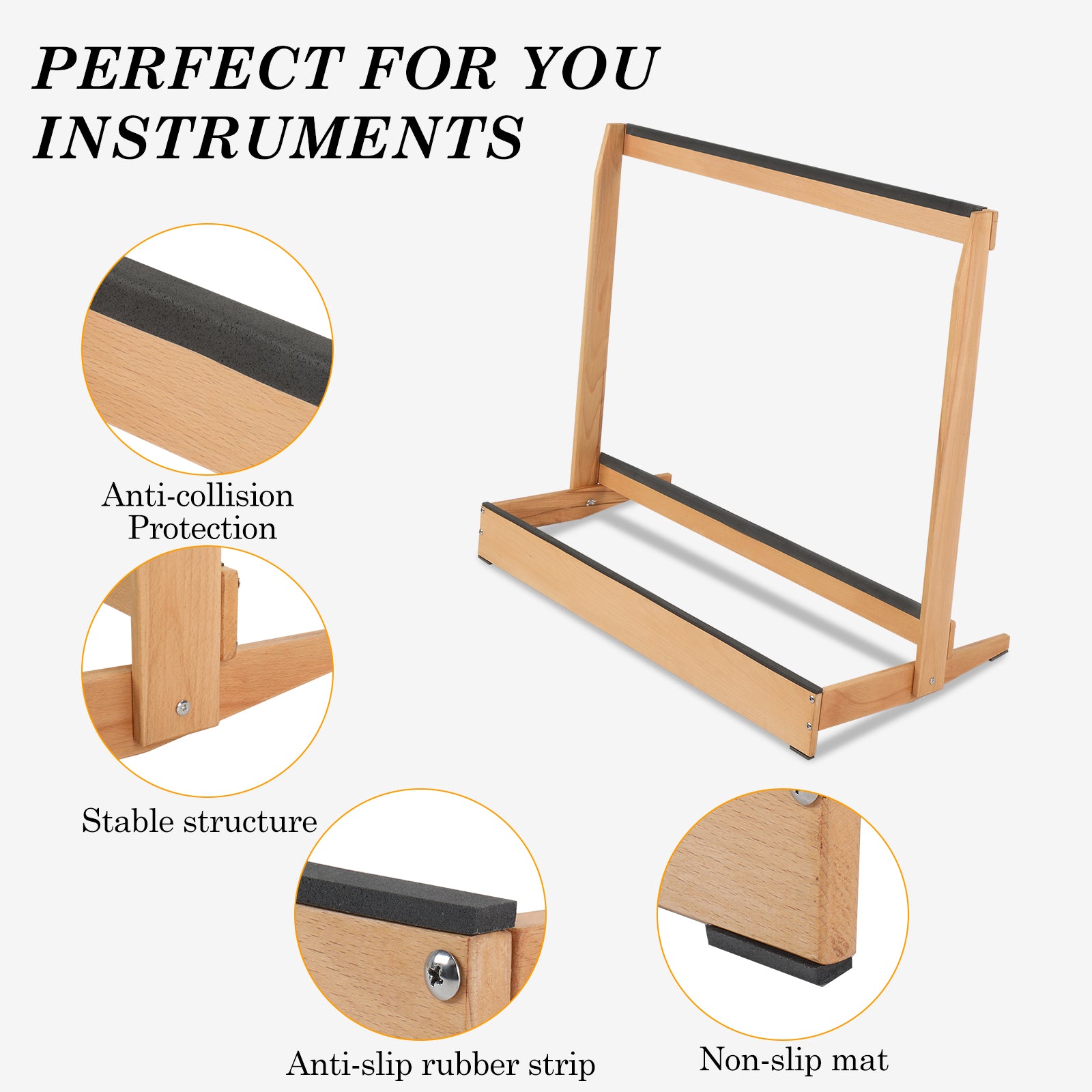 Szzzp Folding Hardwood Guitar Case Stand for Electric Guitar, Bass, or Acoustic Guitars Hard Case