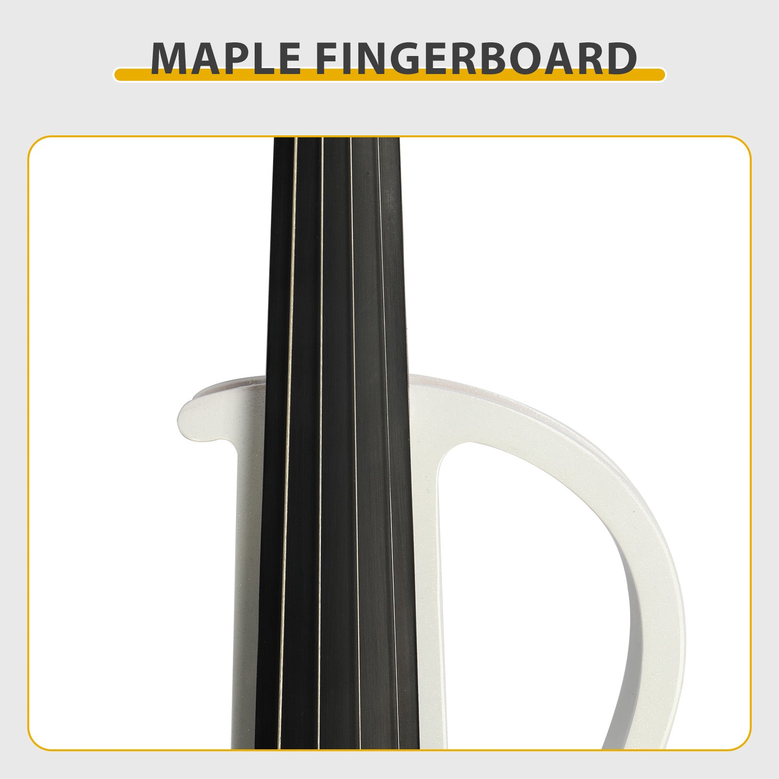 Szzzp Full Size 4/4 Bunnel Edge Electric Silent Violin with Case Bow Rosin Headphone Connecting Line - White